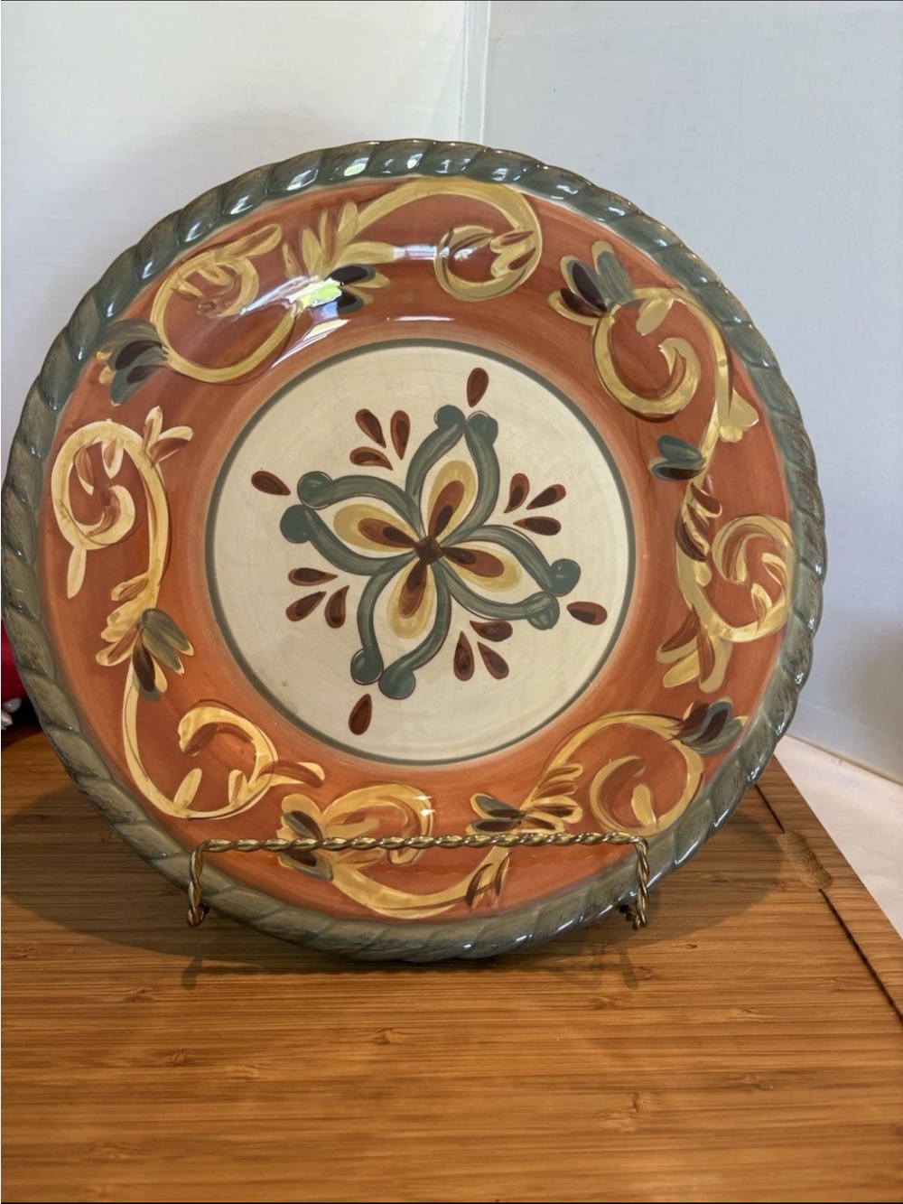 Artimino Tuscan Countryside Sienna Sage Stoneware Plate 11”